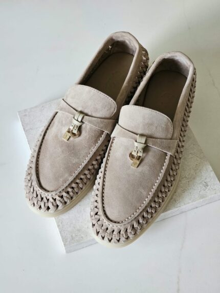 Loro Piana Summer Charms Woven Suede Loafers