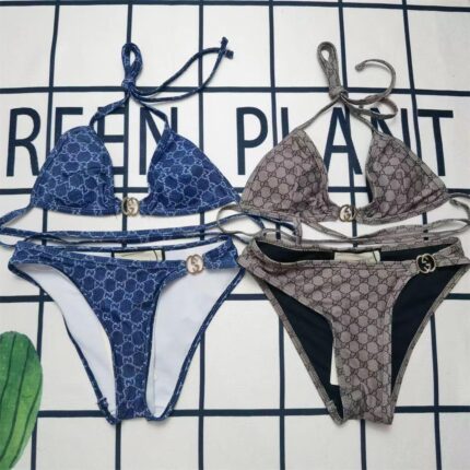 Gucci GG Denim Triangle Bikini Sets