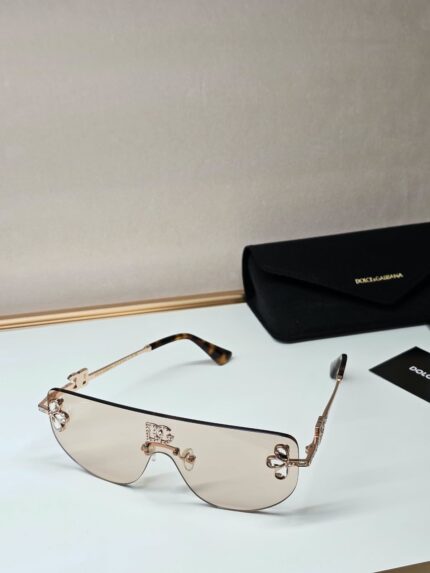 Dolce & Gabbana Crystal-Embellished Rimless Shield Sunglasses
