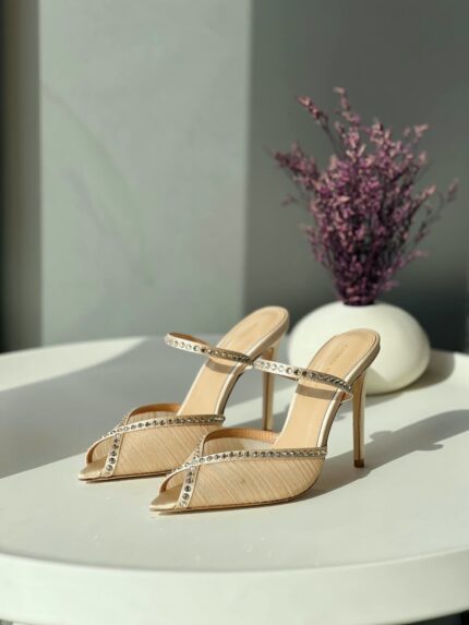 Andrea Wazen Crystal-Embellished Pointed Mules