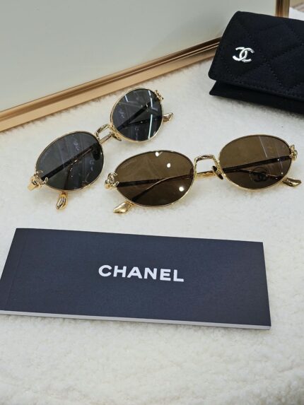 Chanel Oval Gold-Tone CC Sunglasses