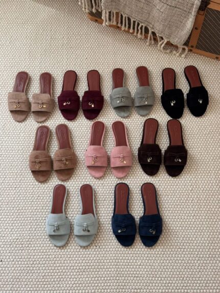 Hermes Suede Bow Charm Flat Slides