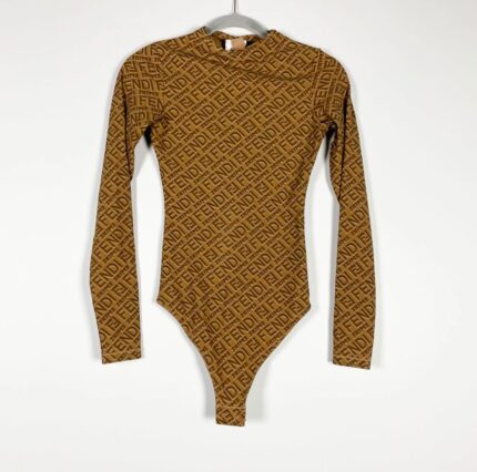 Fendi FF Logo All-Over Print Long Sleeve Bodysuits