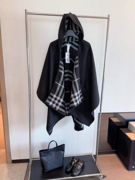 Burberry Reversible Hooded Check Wool Cape