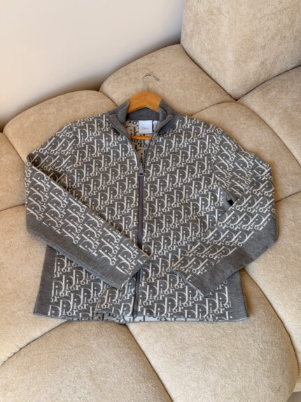 Christian Dior Oblique Zip-Up Knit Cardigans