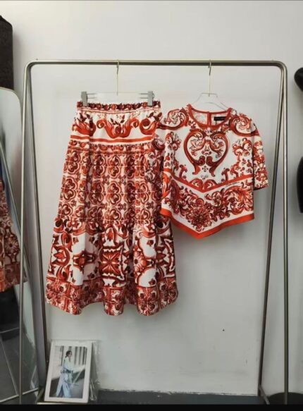 Dolce & Gabbana Majolica Print Cotton Two-Piece Set