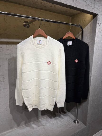 Casa Blanca Logo Embroidered Waffle Knit Sweaters