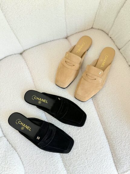 Chanel Suede Penny Loafer Mules