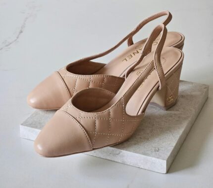 Chanel Quilted Cap-Toe Slingback Pumps