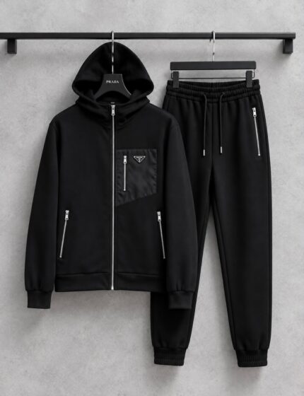 Prada Technical Zip-Up Hooded Tracksuit Set