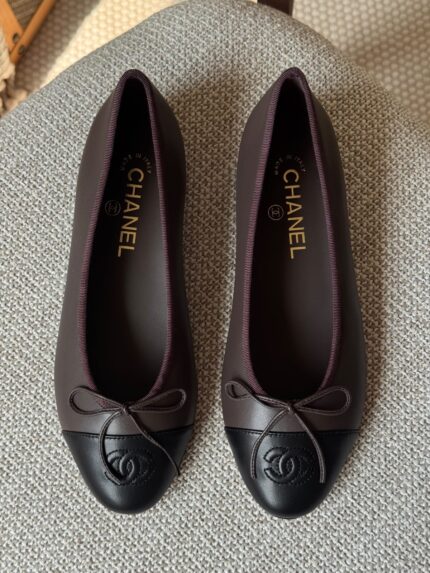 Chanel Cap-Toe Bow Ballet Flats
