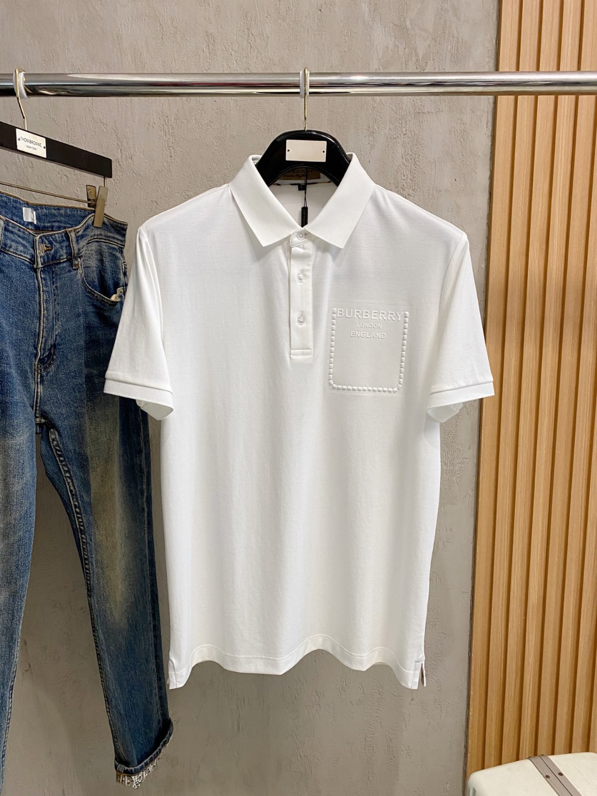 Burberry Logo Embroidered Cotton Polo Shirts
